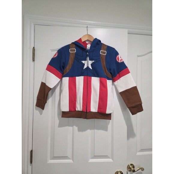 Disney Other - Captain America Costume Zip Hoodie Boys Jacket  Disney Store Size 7/8